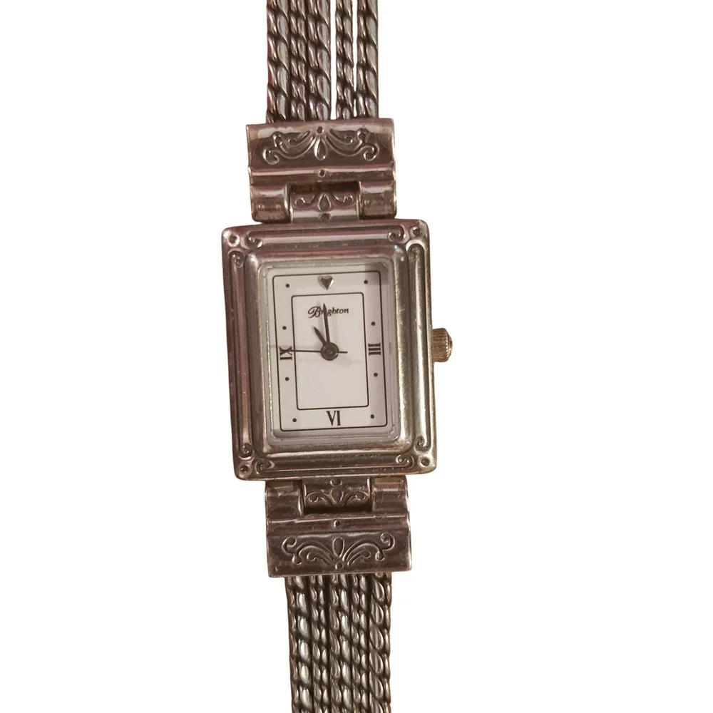 Brighton Tivoli Silver Tone Ladies Watch with Chain Accent and‎ Heart Charm